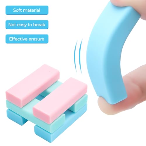 Image of M&G 6 Pack Sliding Retractable Rubber Erasers, Push-Pull Large Pencil Erasers with Transparent Plastic Sleeve, Soft Rubber Erasers for Office, Drafting, and Everyday Use