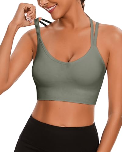 Sykooria Women's Sports Bra High Support Cross Back Yoga Bra Sexy Wireless Padded Bras Supportive Workout Tops with Padding3