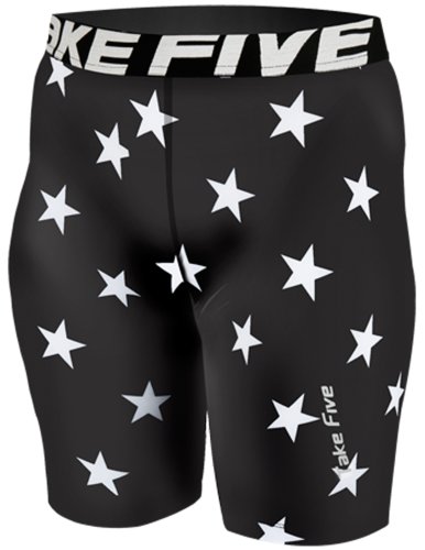 JustOneStyle New 072 Skin Tights Compression Base Layer Black Star Running Short Pants Mens