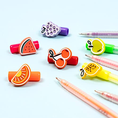 Yoobi | Scented Gel Pens With Silicone Charms | Green, Orange, Purple, Red, Yellow | Medium Point | 6 Colors And Scents #TOP3