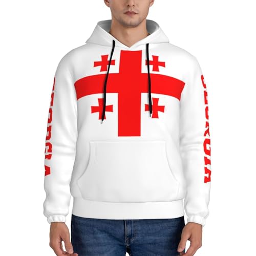 Georgia Flag Georgian Men Hoodies Sweatshirt Drawstring Pullover With Pockets Outerwear Patriotic Soccer Fans Hood2