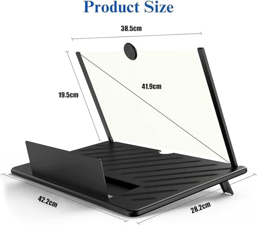 20" Screen Magnifier -3D HD Mobile Phone Magnifying Projector Screen Enlarger for Movies, Videos and Gaming – Foldable Phone Stand Holder with Screen Amplifier–Compatible with All Smartphones