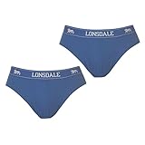 Elastischer Bund Lonsdale Herren 2Pk Brief Slip Unterhose Blau XL