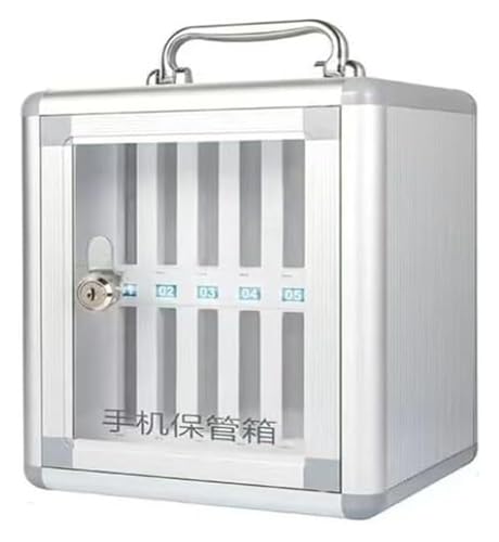Mobile Phone Storage, Cell Phone Storage Locker Box, Silver Aluminum Alloy, Wall Mounted Portable Handle, Key Lock, For Classroo
