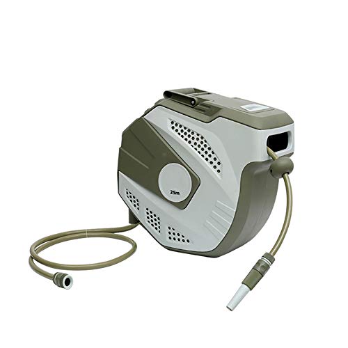 TYI Premium Wall-Mounted Retractable Hose Reel, Automatic Storage 25 Meters Long Hose, Portable, for Garden Watering, Small Garden Irrigation