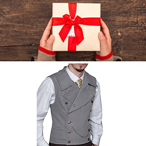 Men's Retro Slim Fit Suit Vest Double Breasted Wide Lapel Waistcoat Casual Vest For Jacket Tuxedo Blazer (Color : Black, Size : 4X-Large) #TOP5
