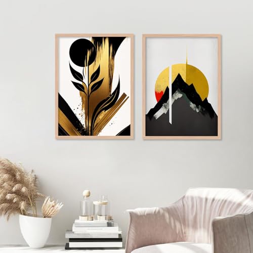 Image of kotart Minimal Colorful Abstract Modern Art Wall Painting with Frame for Living Room Bedroom Hall Office - Framed Painting for Wall Decoration - Wall Decor for Home - Pack of 4 (Art 1, Big (13x17 or 13x13 inch))