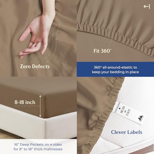 Image of Mayfair Linen Organic Cotton Sheets Full Size, 16 inch Deep Pocket, Taupe