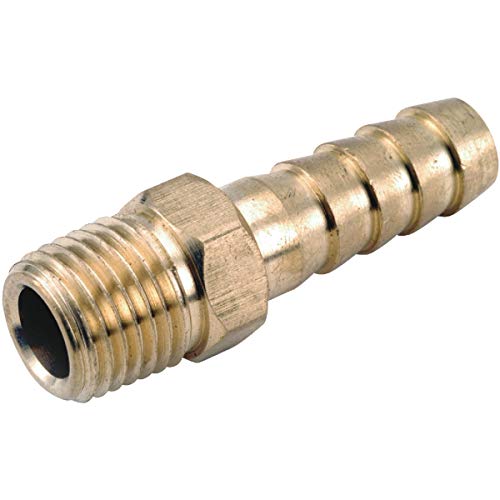 757001-0302 Pipe Fitting, Barb Insert, Brass, 3/16 Hose x 1/8 In. MPT - Quantity 5