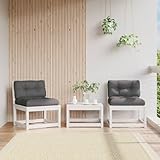 Kaloriko Gartensofas mit Kissen, 2er-Set, Weiß, Massivholz Kiefer, 63,5x73x78 cm, für Terrasse und Garten, Outdoor Lounge Möbel Set