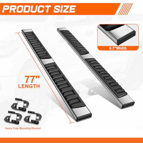 Estribos laterales para camioneta 6.7 pulgadas acero inoxidable miniatura 2