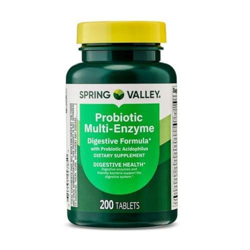 Spring Valley Probiotic Multi-Enzyme Digestive Formula Tablets for Digestive Health 200 Count