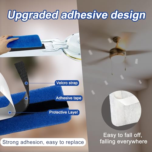 Image of 20 PCS Ceiling Fan Filter - MERV 6 Upgraded Adhesive Backed Easy Fit Universal Ceiling Fan Air Filter for Fan Blade Top Family Room Home Bedroom Kitchen Office, Blue