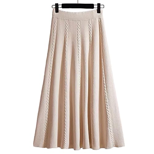 Jupe Midi élastique beige pour femme : douceur et chaleur lors de vos sorties