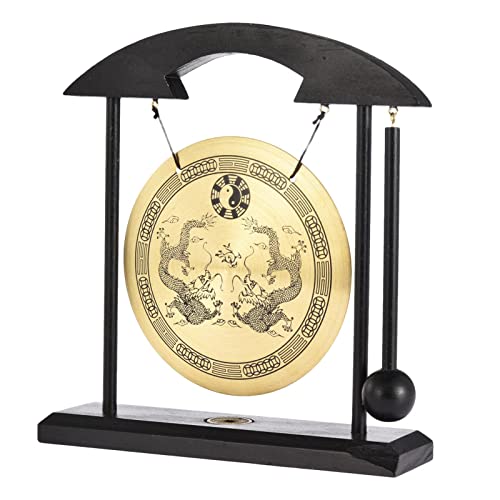 Mini Desktop Gong, Tisch Windspiel Schlaginstrumente mit Hammer, Taiji Symbol Chinesischer Klatsch-Diagramm Schreibtisch Gong, Schlaginstrumente für Wohnkultur Einweihungsgeschenk - Image 5