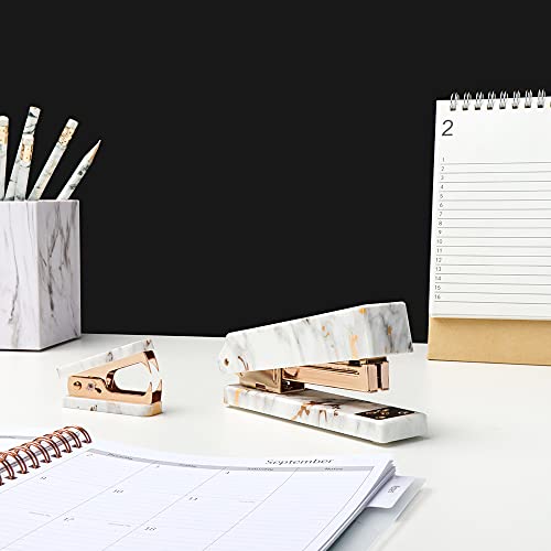 Office Stapler Staples Remover Set, Marble Gold Line Print Gold Tone Desk Executive Manual Staplers And Staple Remover Tool For Desktop Accessories Supplies #TOP4