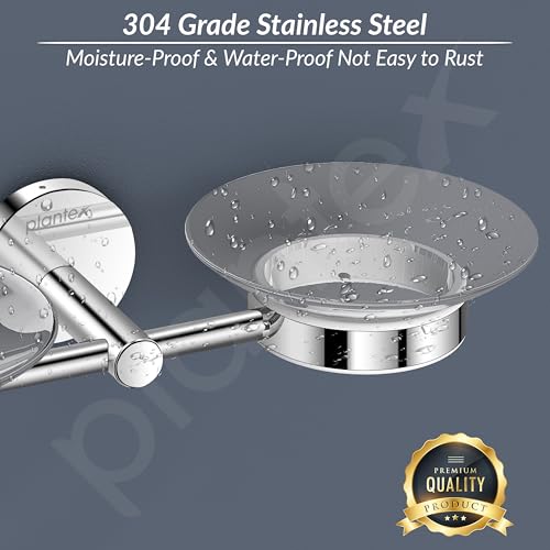 Image of Plantex 304 Grade Stainless Steel Twin /Double Soap Holder Stand for Bathroom and Wash Basin /Bathroom Accessories - Oreo (Chrome)