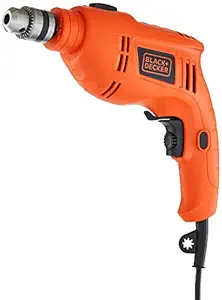 BLACK+DECKER TB555 550W 10mm Corded Variable Speed Reversible Hammer Drill Machine For Home & DIY Use for drilling into masonry, steel and wood, 1 Year Warranty, ORANGE & BLACK