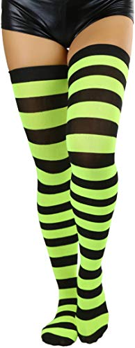 Image of ToBeInStyle Women's Vibrant Horizontal Wide Striped Thigh High Stockings