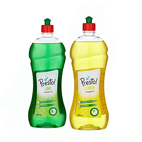 Image of Amazon Brand - Presto! Dishwash Gel 750 ml pack of 2 (Lemon + Lime)
