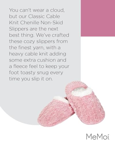 Image of MeMoi Women's Classic Cable Knit Chenille Non-Skid Slipper