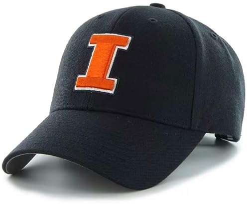 Officially Licensed University Illinois Illini Navy MVP Hat Classic Primary Team Logo Adjustable Embroidered Blue Baseball Sports Cap