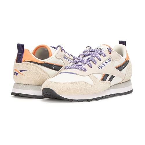 Reebok Women's Classic Leather Sneaker, Chalk/Alabaster/Dynamic Purple, Size 9