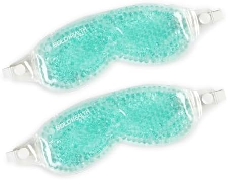 Cooling Eye Gel Mask with Beads Ice Pad for Dark Circles, Redness & Puffiness Relaxing Eye Cooling Patch for Men & Women Blue pack of 2