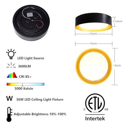 OOWOLF Flush Mount Ceiling Light, 13inch LED Ceiling