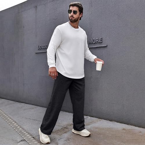 NetSetUK Joggers for Men UK Tracksuit Jogging Bottoms Men’s Fleece Joggers Open-Hem Sweatpants with Pockets Drawstring Trousers Gym Workout Charcoal - Image 2