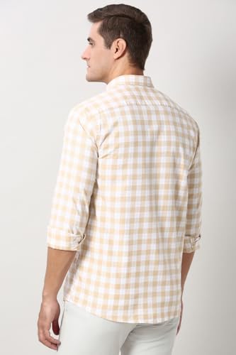 Image of Peter England Slim Fit Checkered Casual Shirt for Men - Full Sleeves | Cotton | Smart & Stylish