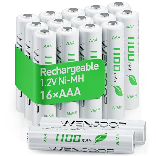 WENJOOP Rechargeable AAA Batteries 16 Pack, 1100 mAh High Capacity NiMH AAA Rechargeable Batteries,...