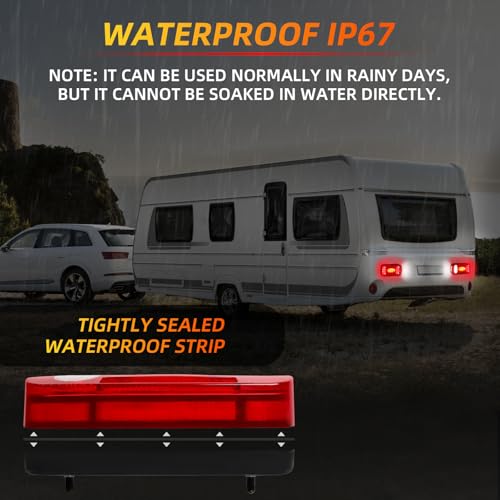 Qiping LED Rückleuchten Anhänger Set, 12V-24V Anhänger Rücklichter 60 LED mit 5m Kabel, 13-polig Stecker AnhängerBeleuchtung, Wasserdicht IP67 für PKW LKW Caravan Boot Vans | E-Mark E57