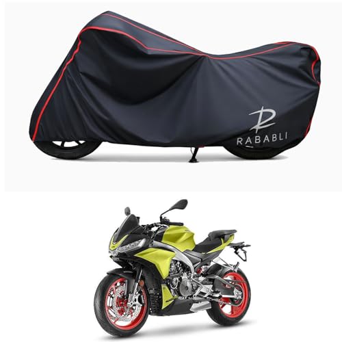 Image of Waterproof Bike Body Cover Compatible for | Aprilia Tuono 660 | Taffeta Fabric, Red Piping Design, Bottom Elastic Fit | Dustproof, Sun UV & Rain Protection for All Bikes