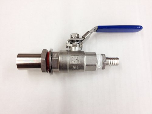 Quick Fit Weldless 316 Stainless Steel Ball Valve with Bulkhead and 1/2 Inch Nipple