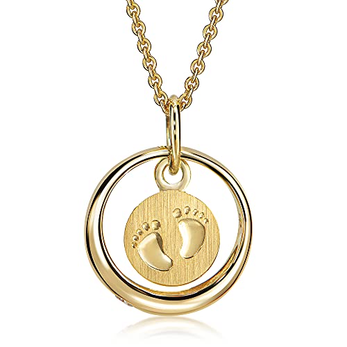 Xaana Taufkette Taufring mit Zirkonia und Babyfußabdruck-Einhänger aus 333er Gelbgold incl. vergoldeter Silberkette 36/38cm AMZ0486 Cover