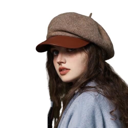 Boina de lana mujer gorra taxista con visera para invierno y primavera