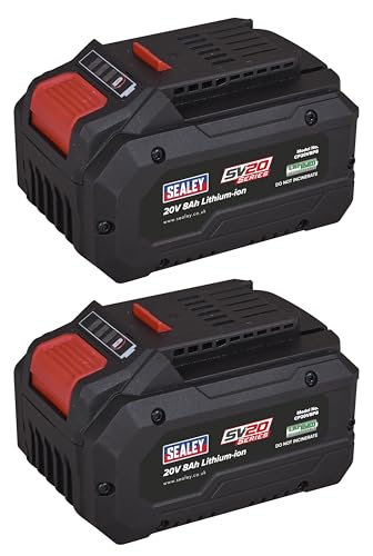 Image of Sealey 20V 8Ah SV20 Series Lithium-ion Power Tool Battery Pack of 2 - BK08