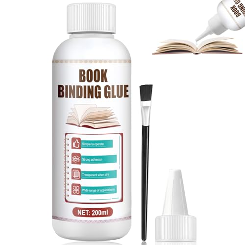 Miioto Pegamento para Encuadernacion, Pegamento Puzzle, Cola Blanca, Transparente y de Secado Rápido, PVA Glue para Reparar y Pegar Libros, Postales, DIY & Manualidades de Papel (200ml)