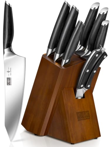 Image of HOSHANHO 8PCS Knife Set, Razor Sharp Japanese Kitchen Knife Set with Block