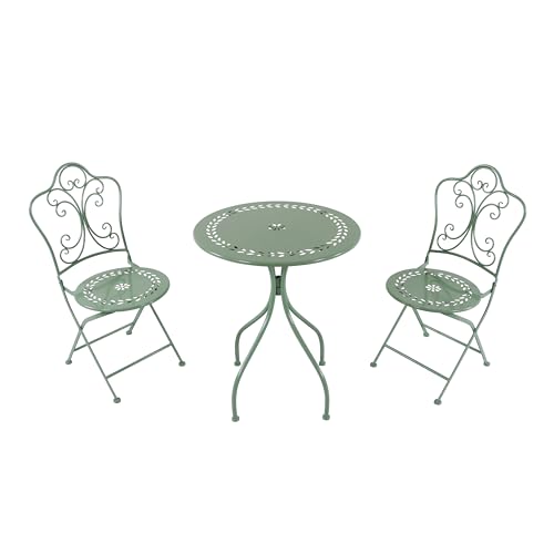 AXI Marilou Table et Chaise Bistrot, 2 Chaises 1 Table, Ensemble Bistro Extérieur Vert Pastel, Style Romantique - Salon de Jardin Bistrot, Table Bistrot Mosaique pour...