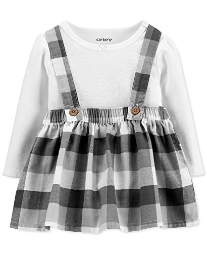 Carter's Baby Girls Winter White Plaid Suspender Dress Set - 24 Months