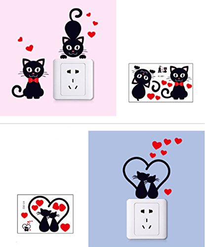 Sticker removible gatos negros caricatura 5 piezas miniatura 5