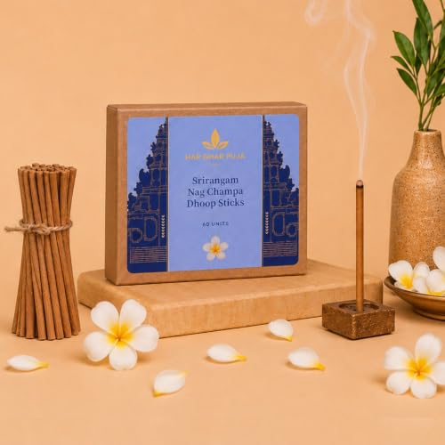 Image of Nag Champa Dhoop Sticks for Pooja | 9cm Long, 60 Dhoop Sticks | Natural & Toxin-Free Dhoop Batti | Long Lasting Home Fragrance | Low Smoke & Low Ash