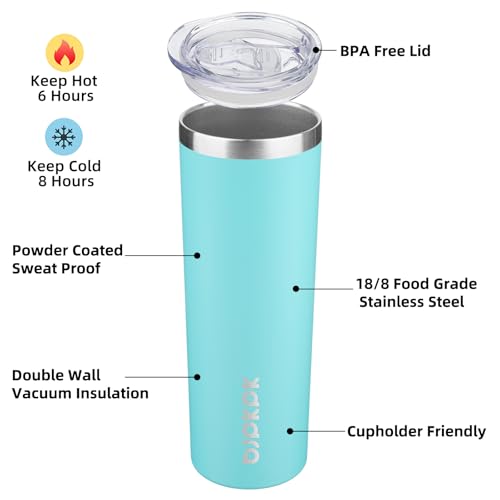 Image of BJPKPK 20 oz 2 Pack Skinny Tumbler with Lid, Stainless Steel Coffee Tumbler