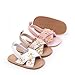 Yibubu Baby Girl Sandals Soft Sole First Walker Shoes Non Slip Toddler Summer Sandals Adjustable Strap Infant Walking Shoes Ruffle Bow Baby Dress Sandals for 0-18 Months (4214WT, Infant, Women, 6 Months, Age, US Footwear Size System, Medium)