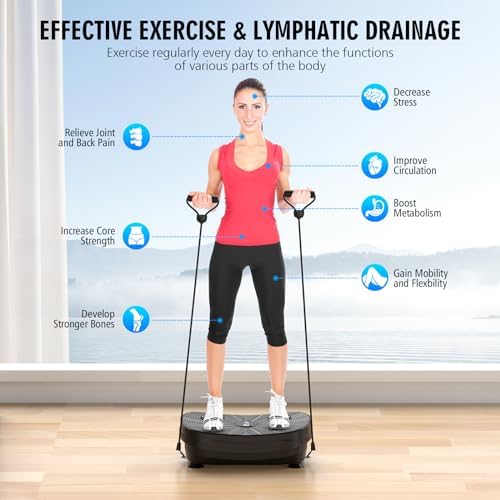 Vibration Plate Exercise Machine, LERTIN Portable Full Body Vibration Platform for Lymphatic Drainage, 9 Preset Auto Mode, Fitness Board for Weight Loss Shaping, with Resistance Bands, 99 Levels 2 41VJKTnRdJL. AC