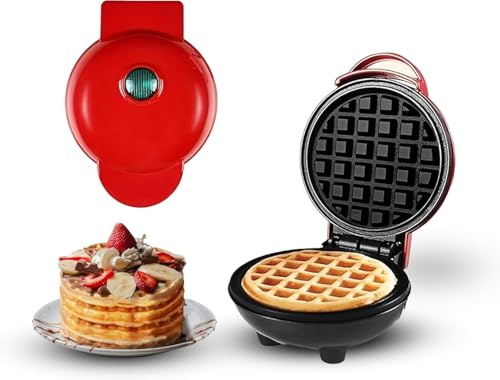 4 Mini Waffle Maker - Made With Premium Quality Plastic & Non-Stick Coating - Small Pancake Maker For Brownies Quesadillas Calzones Hash Browns Grilled Cheeses and Other Foods