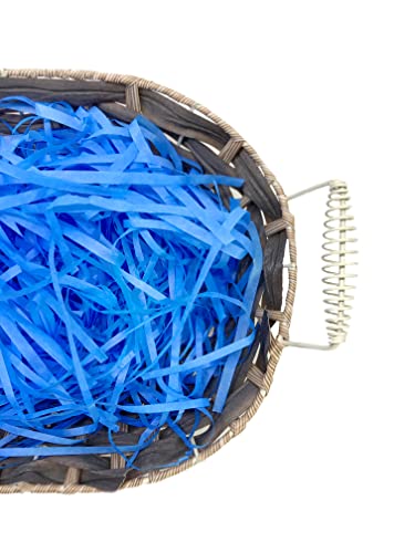 Image of Eco Sarras thin shredded paper crinkle paper grass strips gift tray decoration, gift hamper decorations, gift box fillers, wedding birthday & valentines day gift (100 Grams, Dark Blue)
