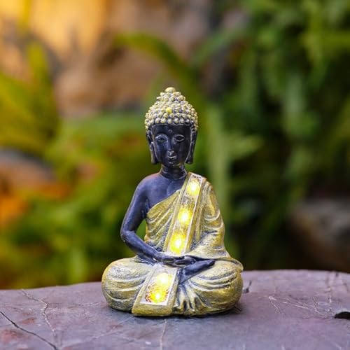 Estatua de Buda de resina solar resistente a la lluvia para patios 6